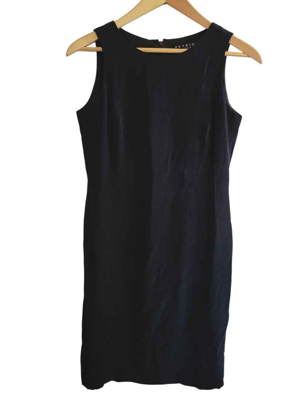 Vintage Patrick Collection 100% Silk LBD Black Sleeveless Sheath Dress Size 10